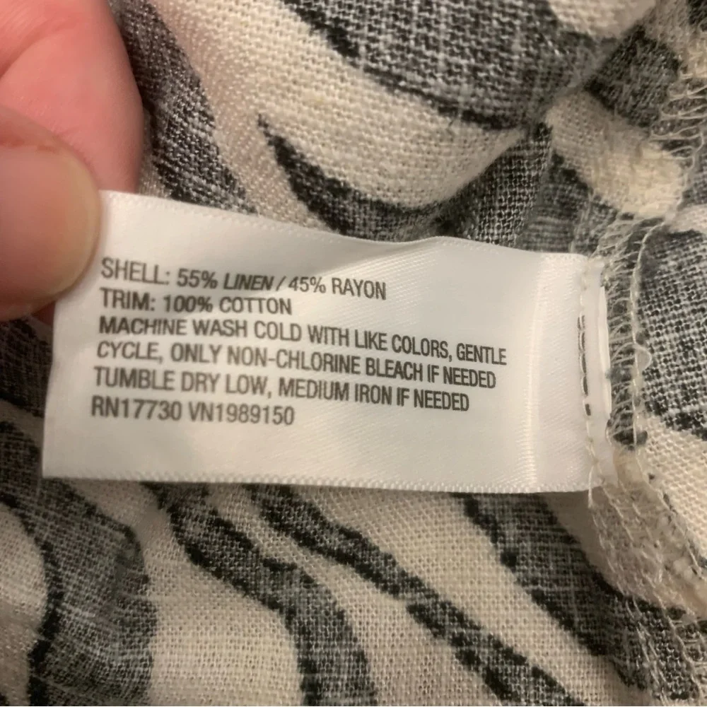 A New Day M Linen Blend Black & White Zebra Print Mini Swing Dress Sundress